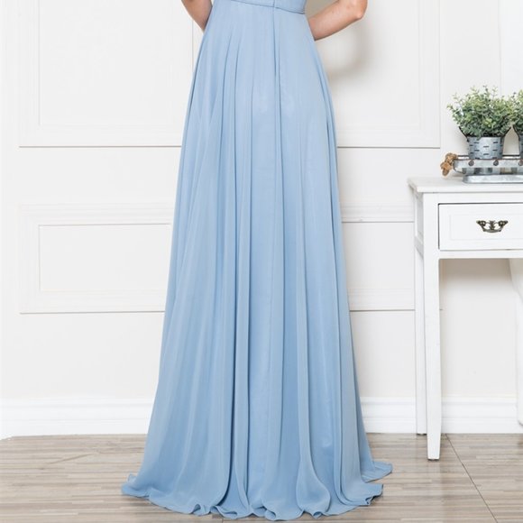 Burnt Orange Chiffon A-Line Wedding Party Evening Long Maxi Dress Gown AC7008 - Picture 7 of 8